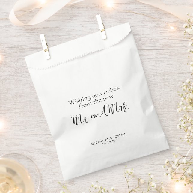 Elegant Lottery Ticket Wedding Black White Favour Bag (Clipped)