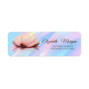 Elegant Lotus Abstract Holographic Address Label