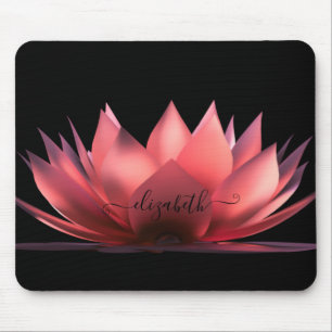 Elegant Lotus Black Personalized Mouse Pad