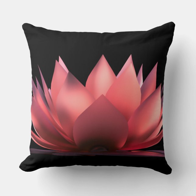Elegant Lotus Black Throw Pillow (Front)