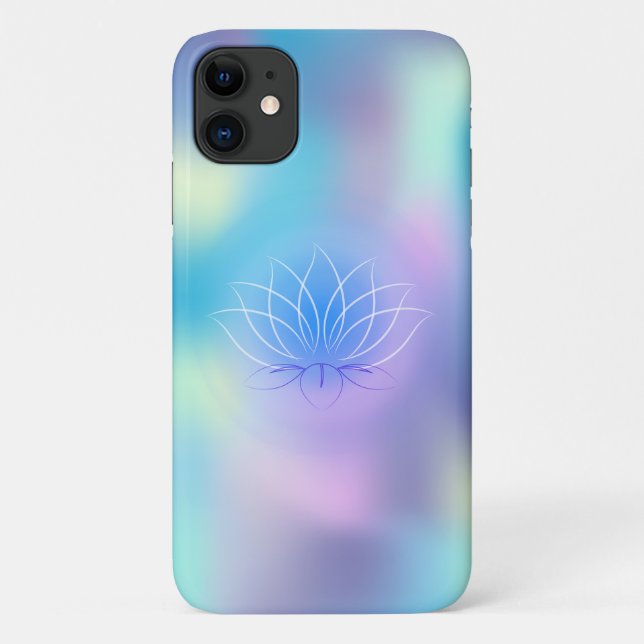Elegant Lotus Blue Holographic Case-Mate iPhone Case (Back)