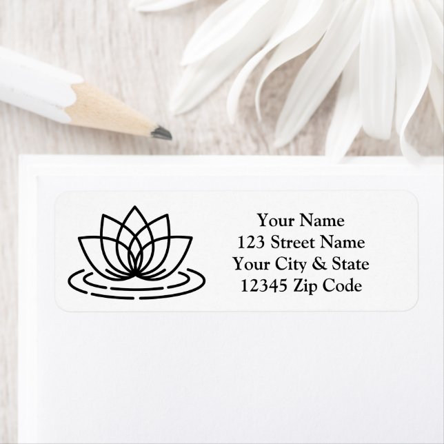 Elegant lotus flower logo return address labels (Insitu)