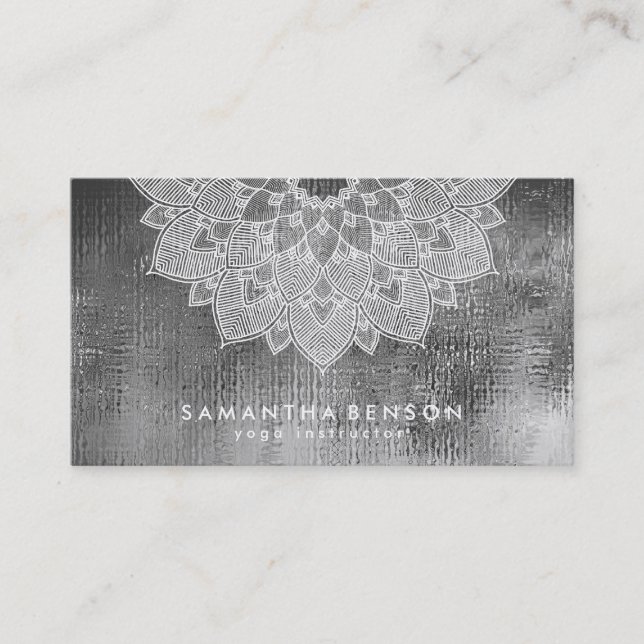 Elegant Lotus Flower Logo Yoga Business Card (Front)