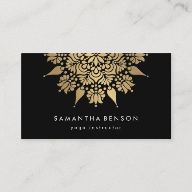 Elegant Lotus Flower Logo Yoga Business Card (Front)