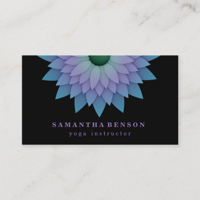 Elegant Lotus Flower Logo Yoga Business Card (Front)