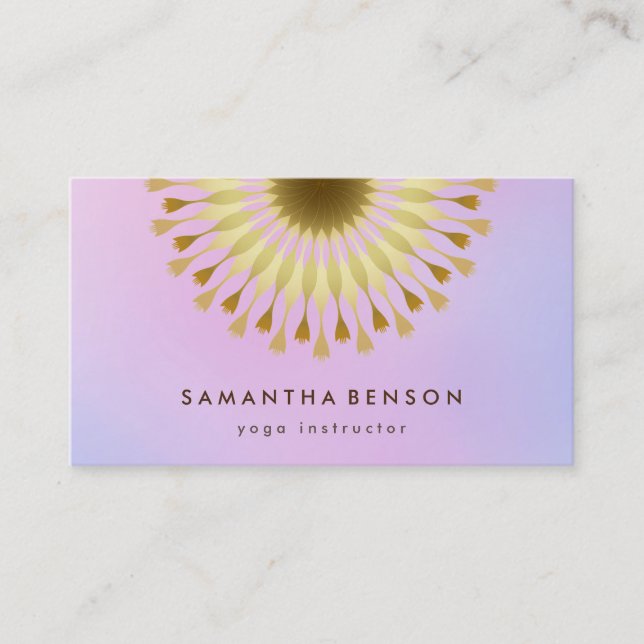 Elegant Lotus Flower Logo Yoga Business Card (Front)