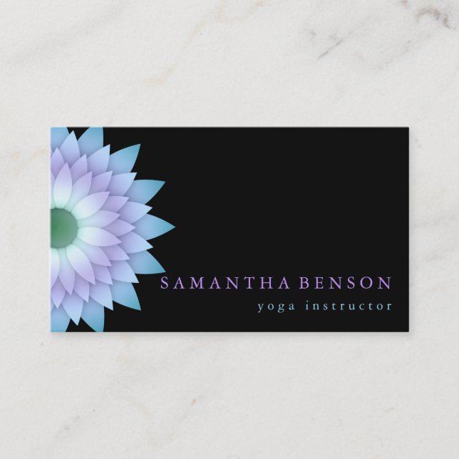 Elegant Lotus Flower Logo Yoga Business Card (Front)