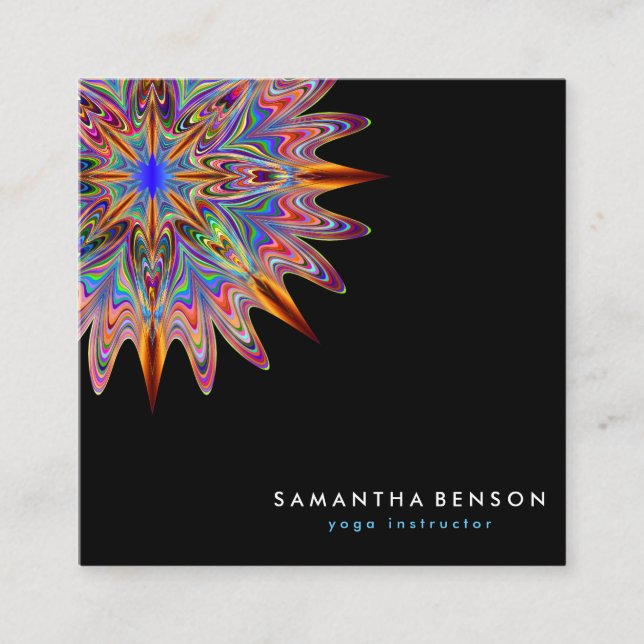 Elegant Lotus Flower Logo Yoga Business Card (Front)