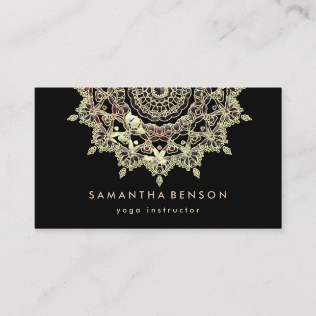 Elegant Lotus Flower Logo Yoga Business Card (Front)