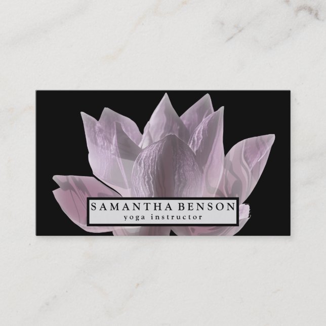 Elegant Lotus Flower Logo Yoga Business Card (Front)