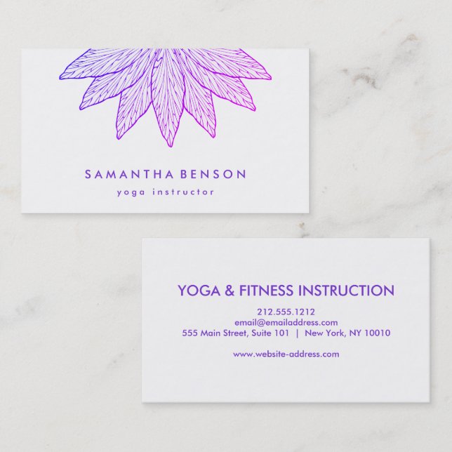 Elegant Lotus Flower Logo Yoga Business Card (Front/Back)