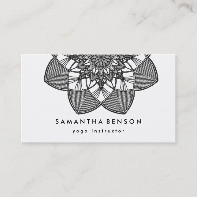 Elegant Lotus Flower Logo Yoga Business Card (Front)