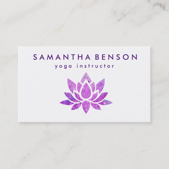 Elegant Lotus Flower Logo Yoga Business Card (Front)