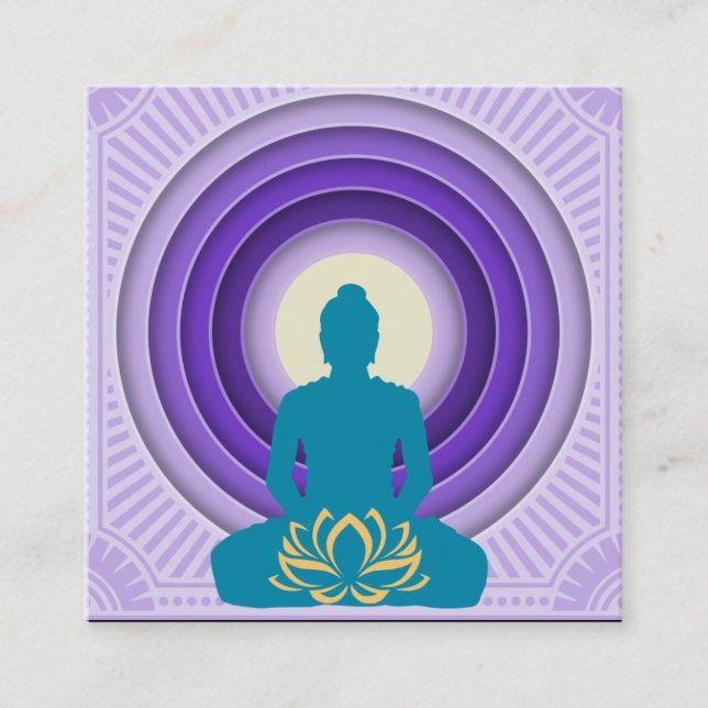 Elegant Lotus Flower Logo Yoga Business Card (Front)