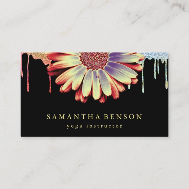 Elegant Lotus Flower Logo Yoga Business Card (Front)