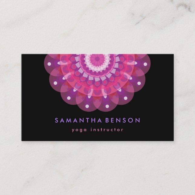 Elegant Lotus Flower Logo Yoga Business Card (Front)