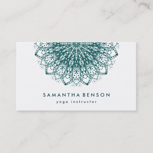 Elegant  Lotus Flower Logo Yoga Business Card (Front)