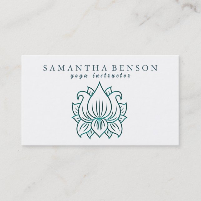 Elegant Lotus Flower Logo Yoga Business Card (Front)