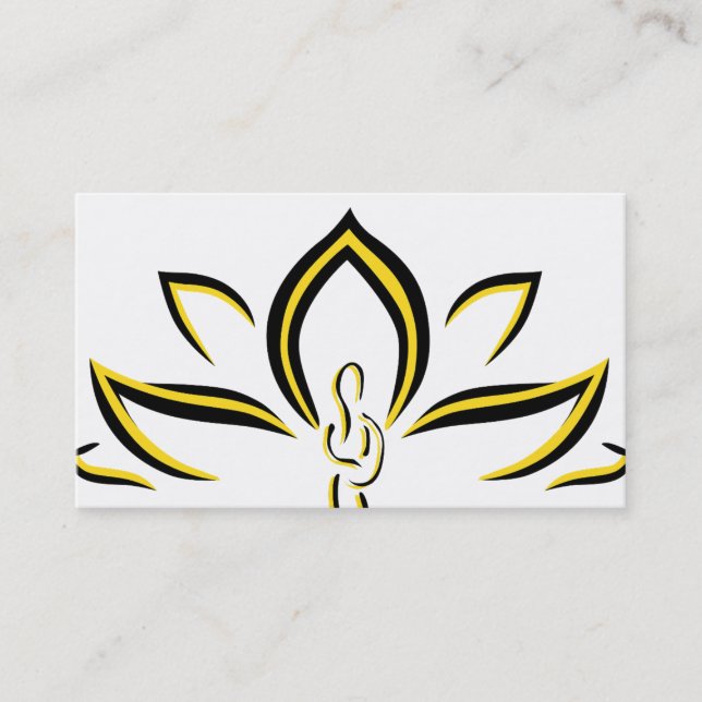Elegant Lotus Flower Logo Yoga Business Card (Front)