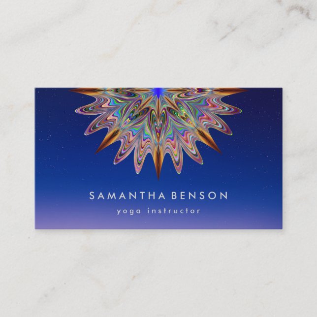 Elegant Lotus Flower Logo Yoga Business Card (Front)