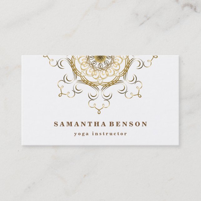 Elegant Lotus Flower Logo Yoga Business Card (Front)