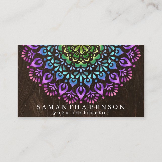 Elegant Lotus Flower Logo Yoga Business Card (Front)
