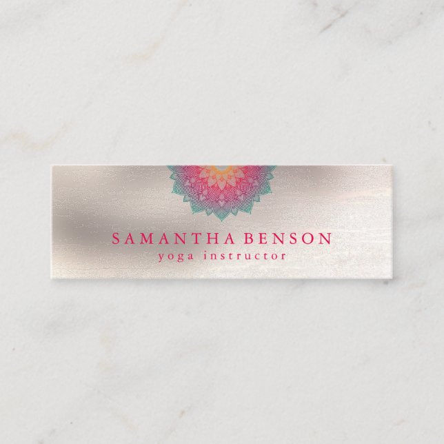 Elegant Lotus Flower Logo Yoga Mini Business Card (Front)