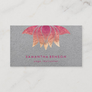 Elegant Lotus Flower Logo Yoga Purple  Background Business Card