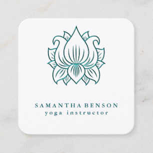 Elegant Lotus Flower Logo Yoga Square Business Car Card