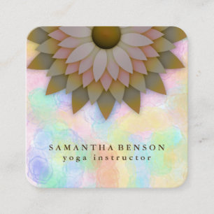Elegant Lotus Flower Logo Yoga Square Business Car Card