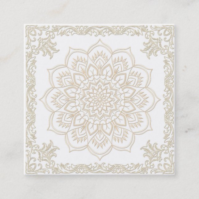 Elegant Lotus Flower Logo Yoga Square Business Card (Front)