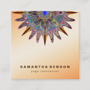 Elegant Lotus Flower Logo Yoga Square Business Card
