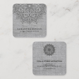 Elegant Lotus Flower Logo Yoga Square Business Card