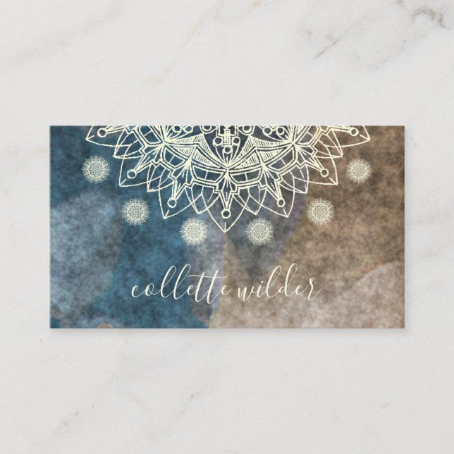 Elegant Lotus Flower Mandala Business Card (Front)