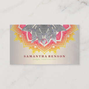 Elegant Lotus Flower Mandala Logo Yoga Instructor Business Card