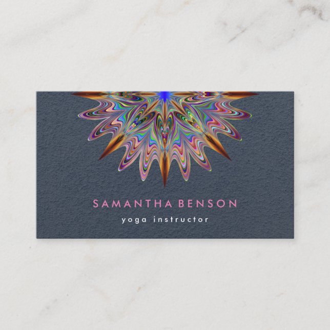 Elegant Lotus Flower Mandala Logo Yoga Instructor Business Card (Front)