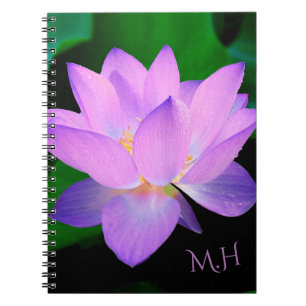 Elegant Lotus Flower Monogram Notebook