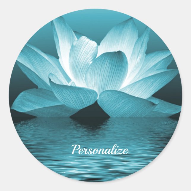 Elegant Lotus Flower Ocean Zen Yoga Personalized Classic Round Sticker (Front)