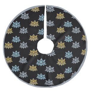Elegant Lotus Flower Pattern Zen Yoga Meditation Brushed Polyester Tree Skirt