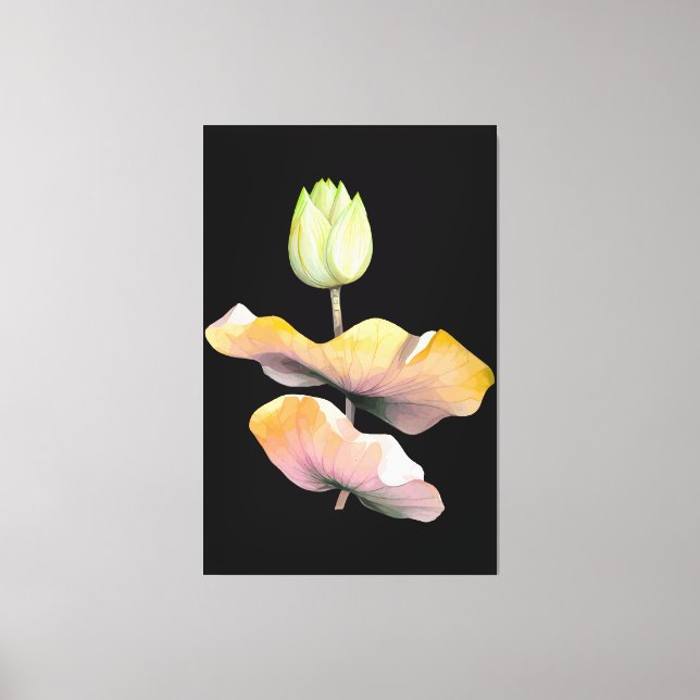 Elegant Lotus Flower Poster, Abstract Zen Art Prin Canvas Print (Front)