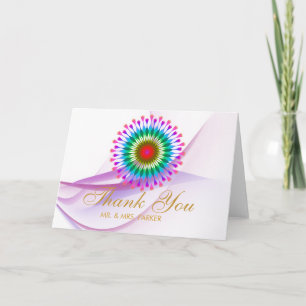 Elegant Lotus Flower Thank You Mandala Gold Pink Card