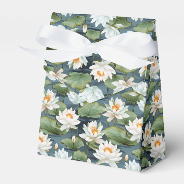 Elegant Lotus flower tiled pattern Large  Favor Box (Front Side)