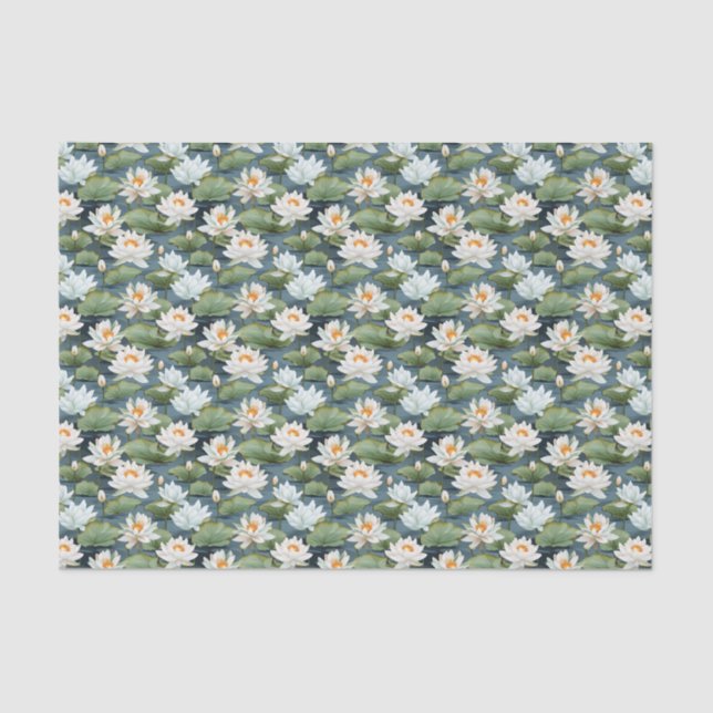 Elegant Lotus flower tiled pattern  Tissue Paper (Front)
