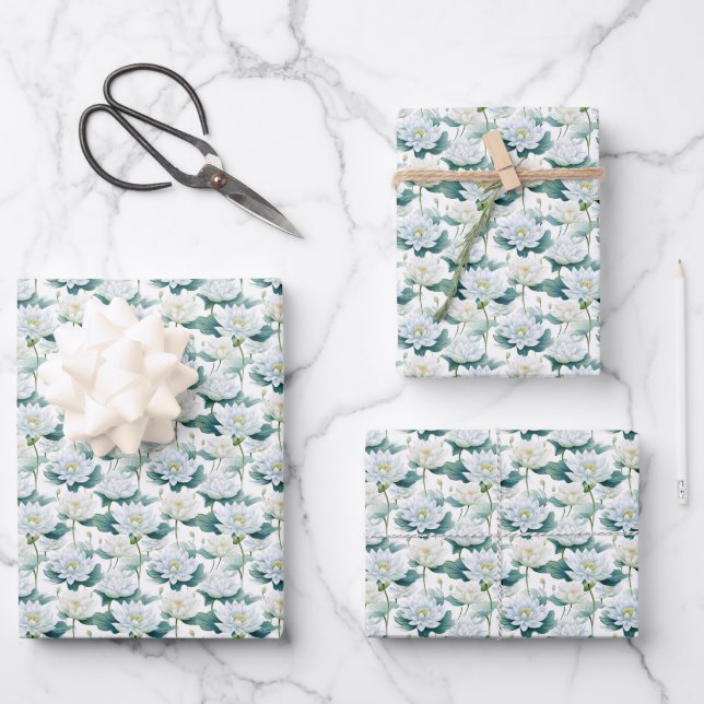 Elegant Lotus flower tiled pattern  Wrapping Paper Sheet (Front)