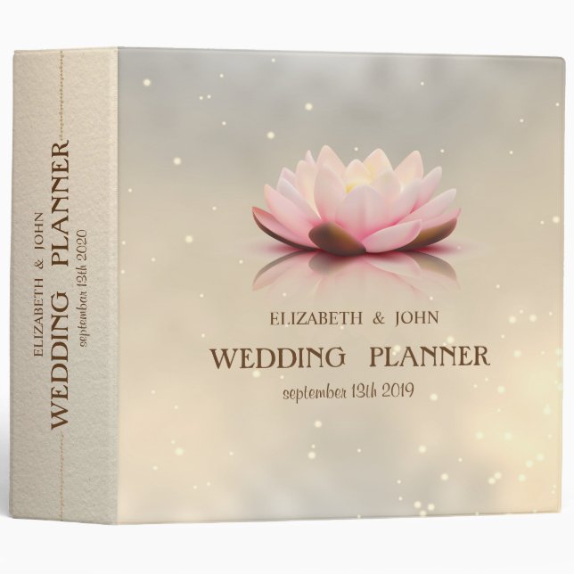 Elegant  Lotus Flower Wedding Binder (Front/Spine)