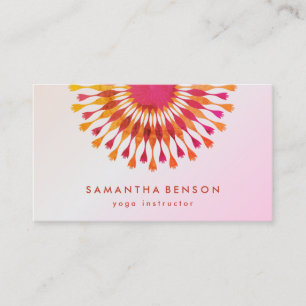 Elegant  Lotus Flower White Marble Yoga Instructor Business Card