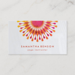 Elegant  Lotus Flower White Marble Yoga Instructor Business Card
