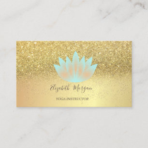 Elegant Lotus Glitter Confetti Yoga Instructor Business Card