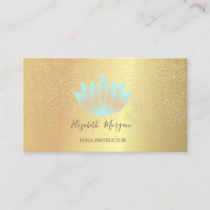 Elegant Lotus Gold Confetti Yoga Instructor Business Card