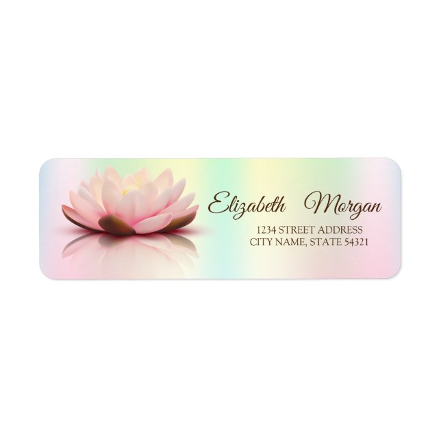 Elegant Lotus Holographic iridescent Address Label (Front)